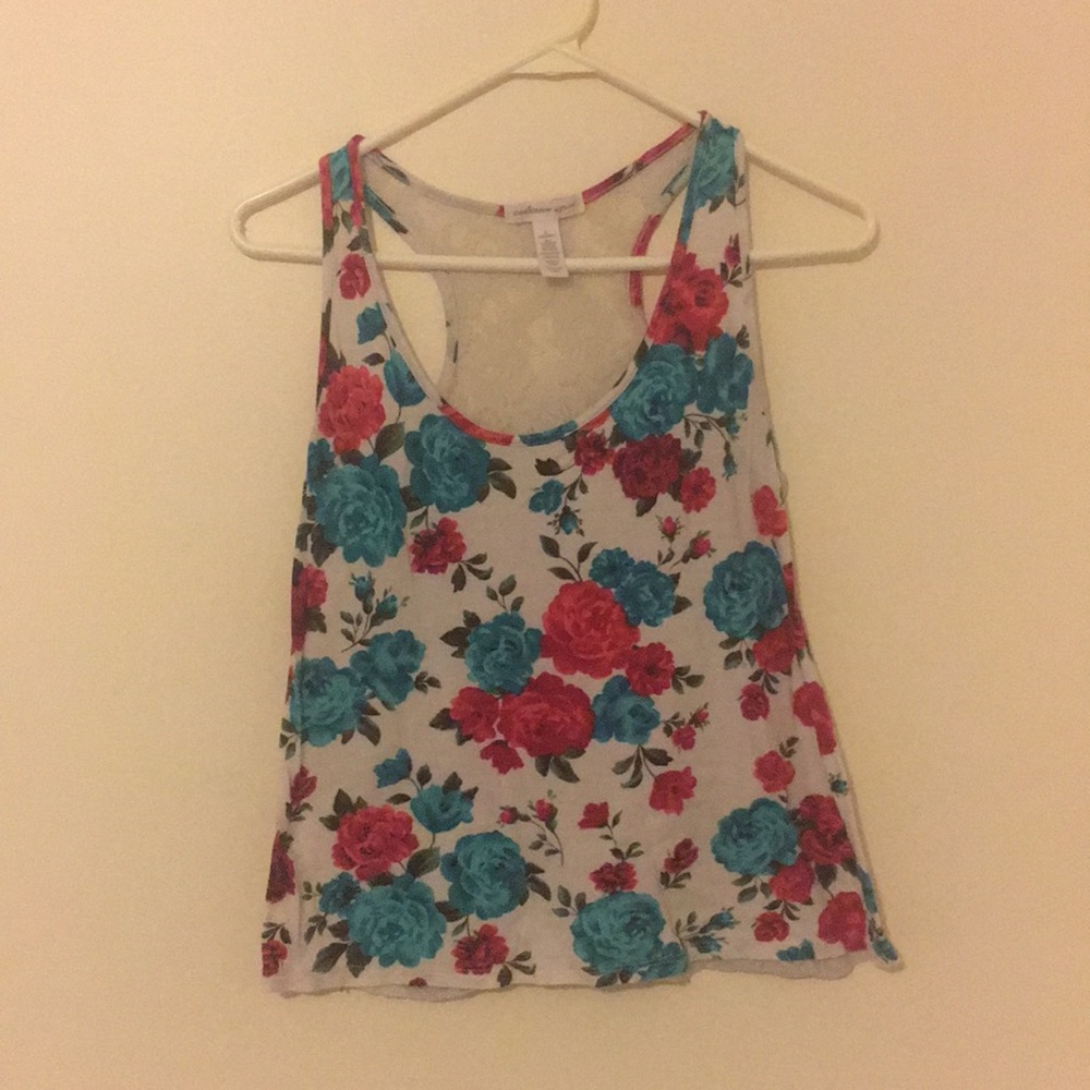 Ambience Apparel Pink/Blue Floral Tank